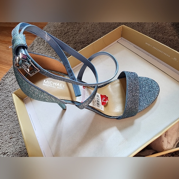 Micheal Kors Women's Astrid Colorblock Glitter Ankle-Strap Sandals - Blue - Picture 8 of 17